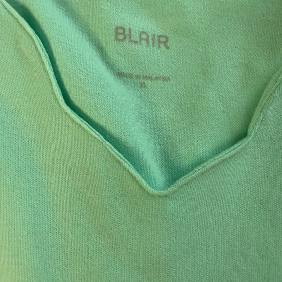 Blair Scalloped Neck 3/4 Sleeve Top Size XL light green tee women's - Picture 2 of 3